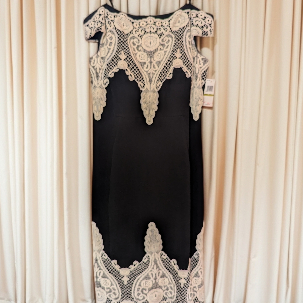 Jax Black and Cream Lace Midi Dress